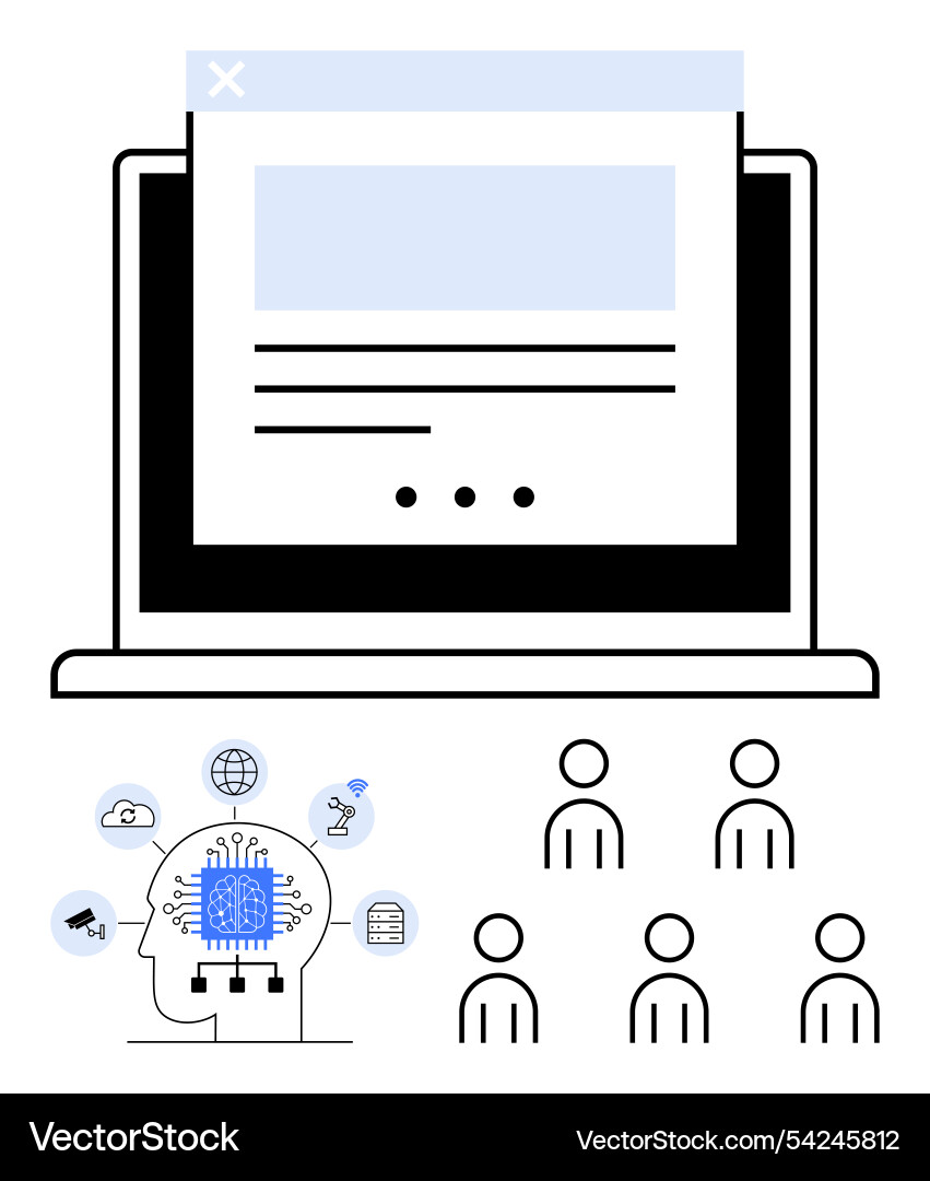 Digital collaboration ai integration in teamwork Digital collaboration ai integration in teamwork Vector Image