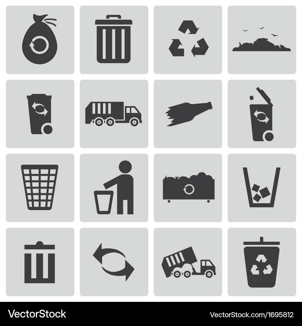 Garbage Recycling Icons Set Vector Image