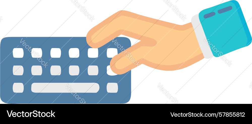Hand on keyboard with usb drive data transfer vector image