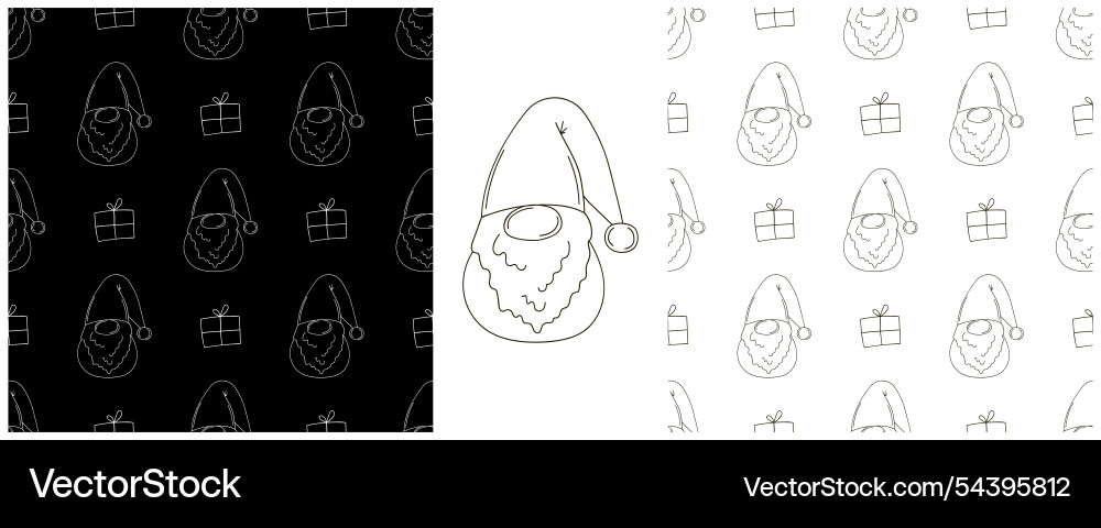 New year set monochrome pattern in hand draw style Vector Image