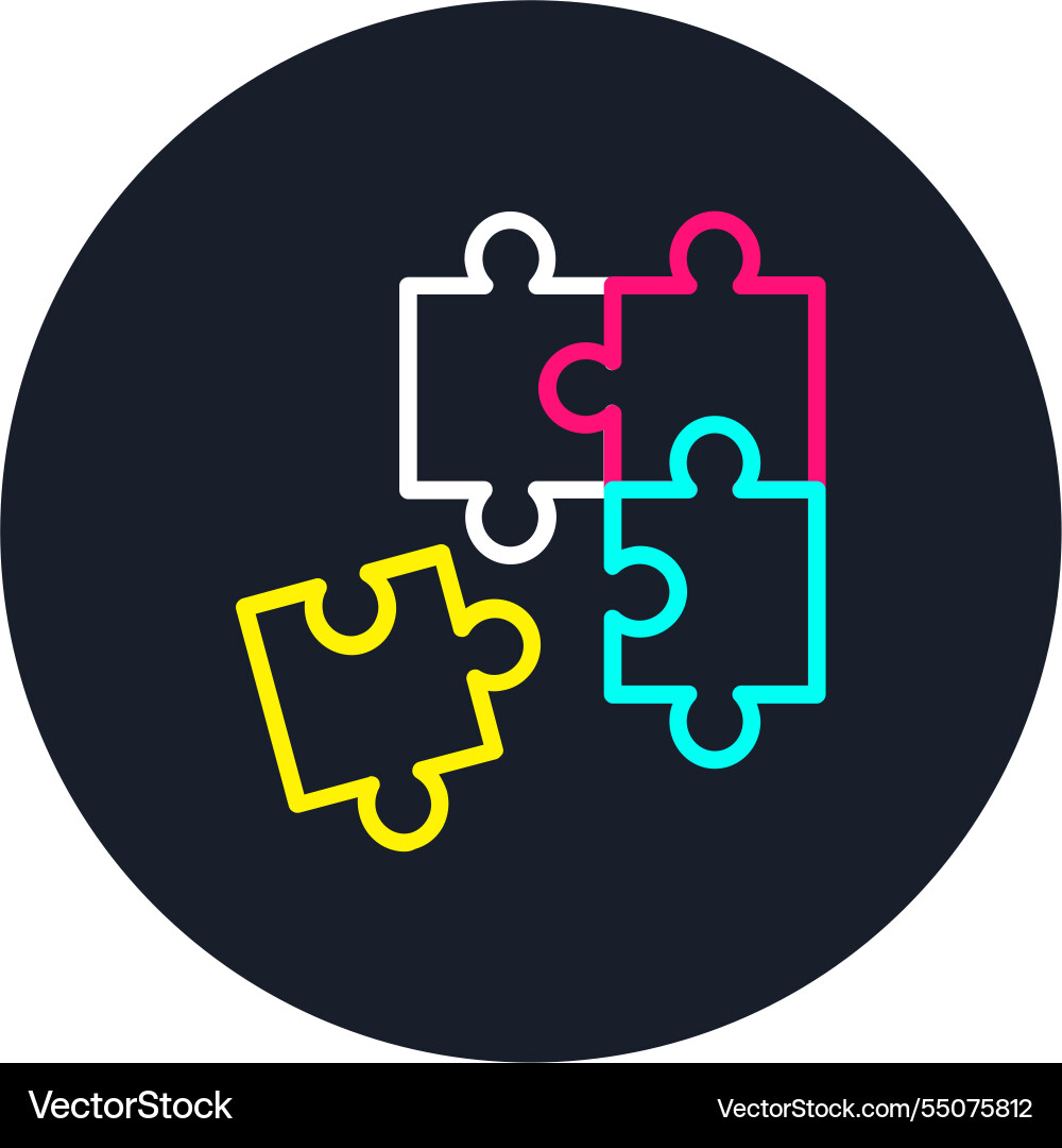 Puzzle line multi color icon Vector Image