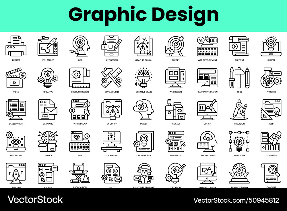 Set of graphic design icons linear style icon Set of graphic design icons linear style icon vector image