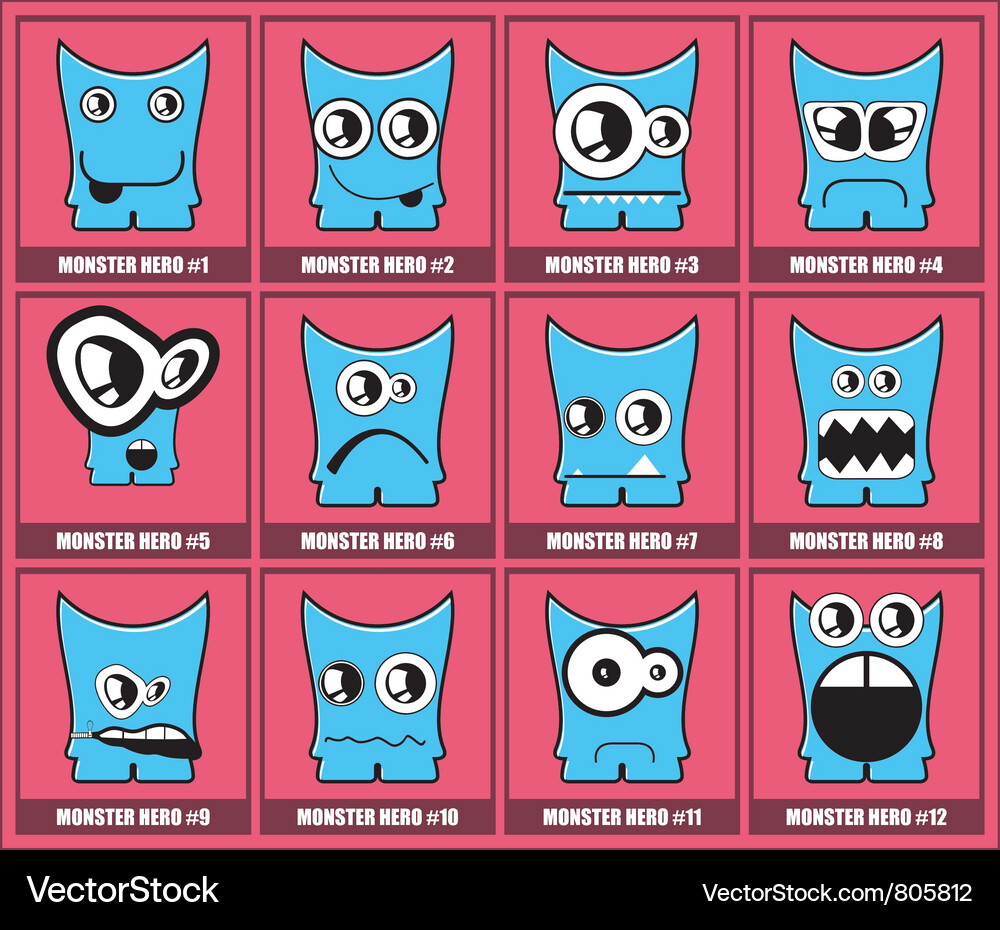 Set of twelve monsters Vector Image