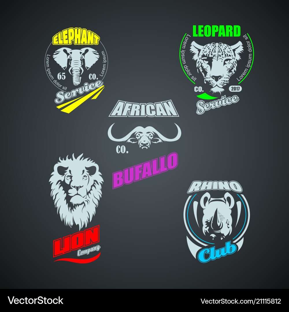 Set von alten afrikanischen wilden Tier-Logos gefärbt Set von alten afrikanischen wilden Tier-Logos gefärbt vektorbild