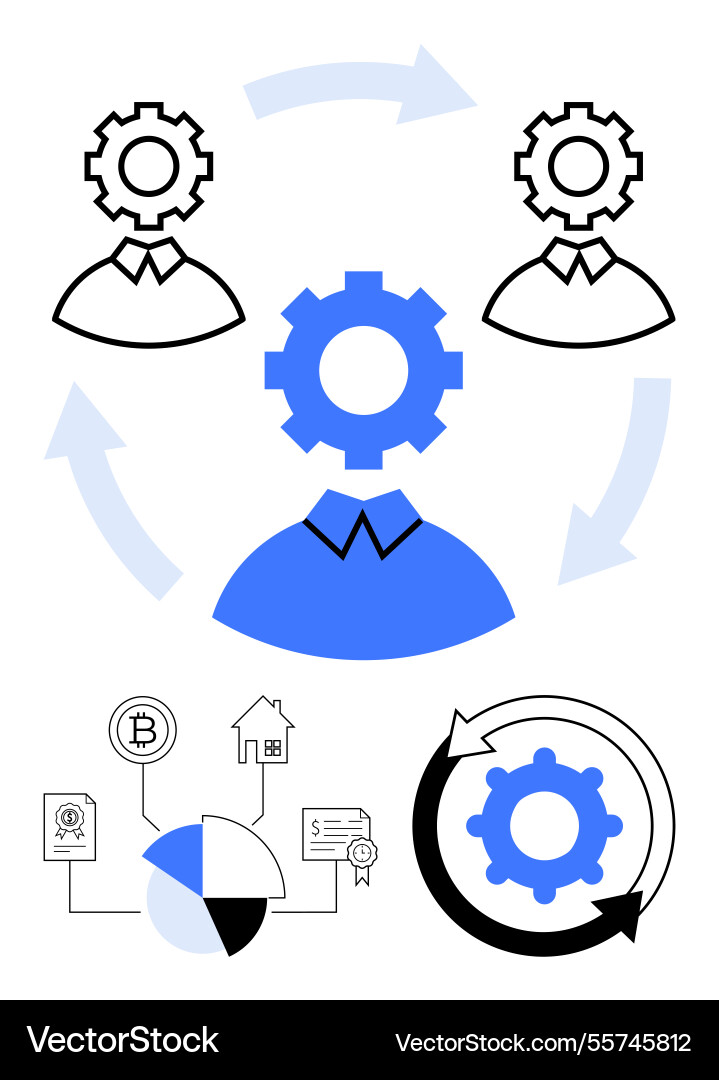 Workflow automation and process optimization Workflow automation and process optimization vector image