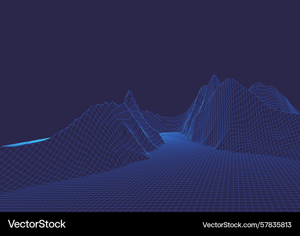 Abstrakte Drahtrahmen Landschaft Hintergrunddesign Vektorbild