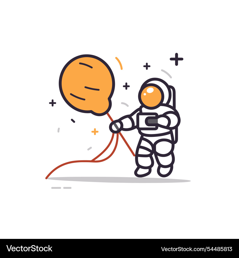 Astronaut floating with a balloon in space Vector Image