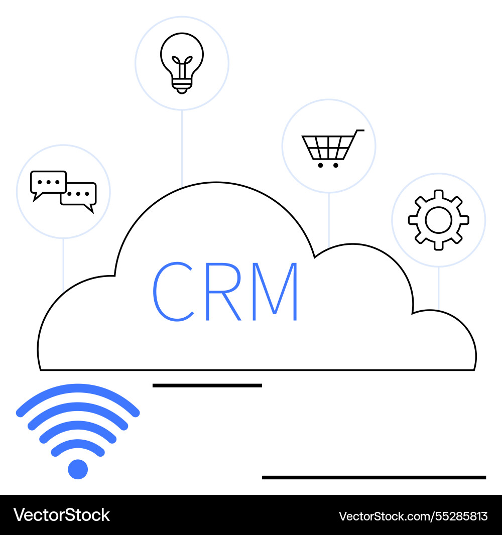 Cloud-based crm concept with icons Cloud-based crm concept with icons vector image