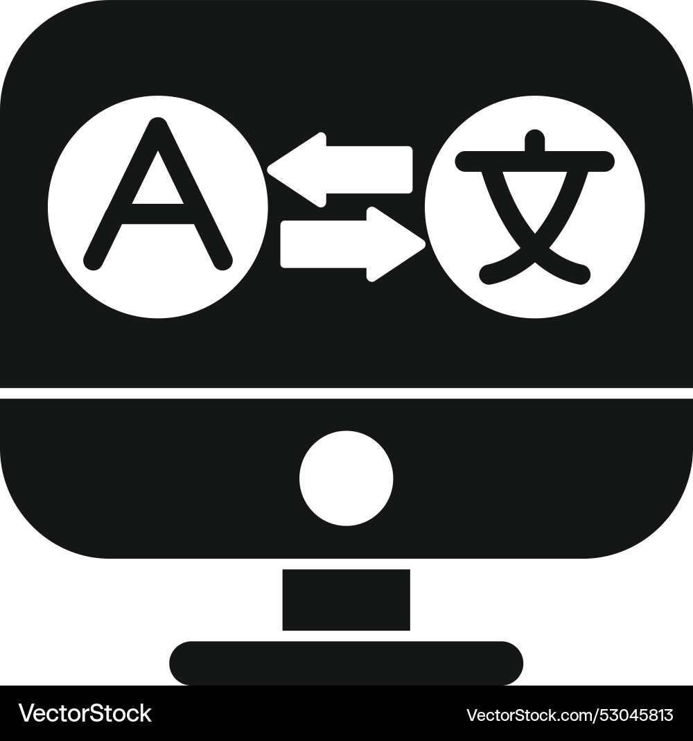Computer translating languages using software Computer translating languages using software vector image