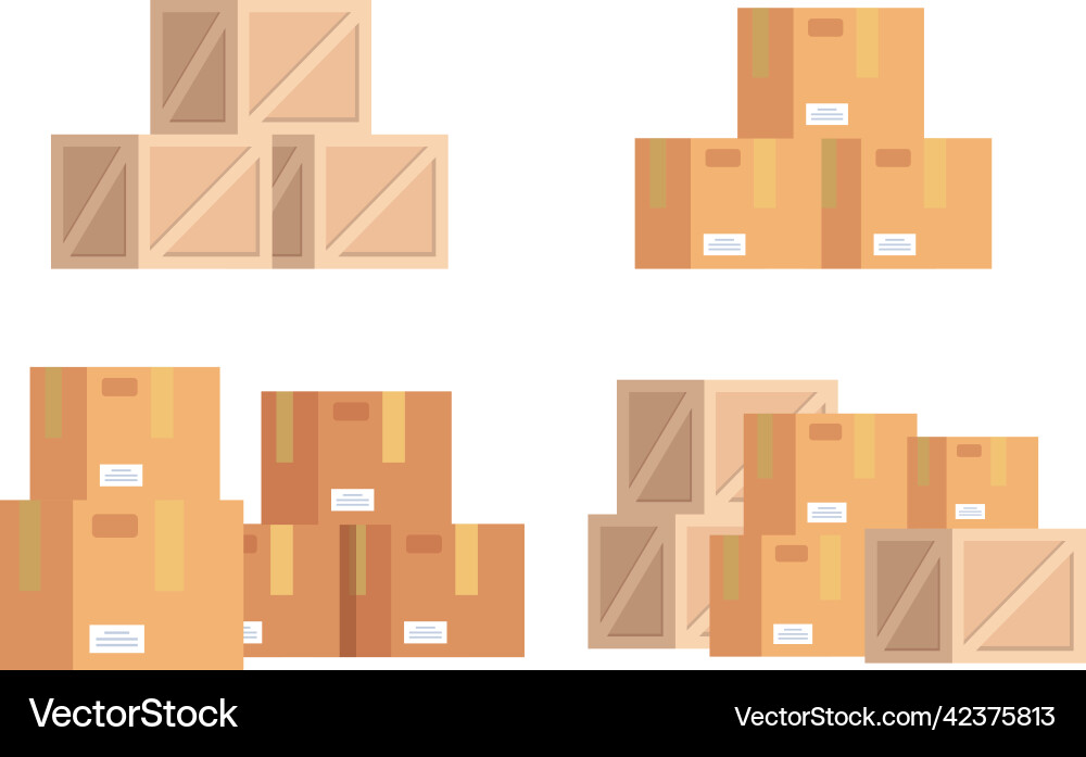 Different groups of box isolated set collections Different groups of box isolated set collections vector image