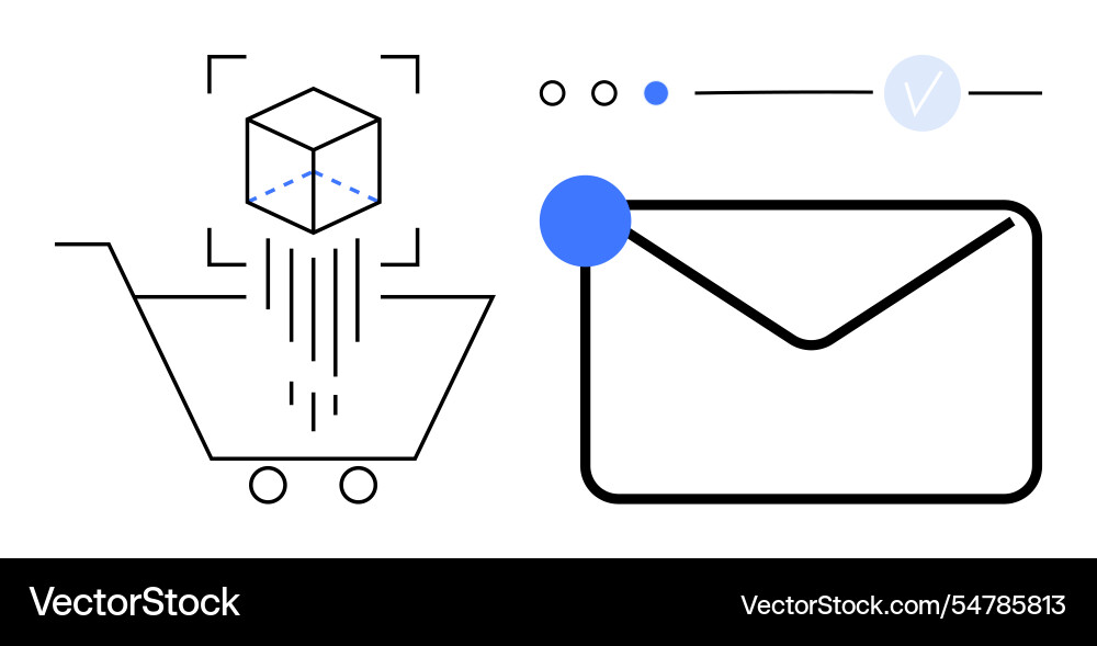 Digital shopping cart and mail icon with abstract Digital shopping cart and mail icon with abstract vector image