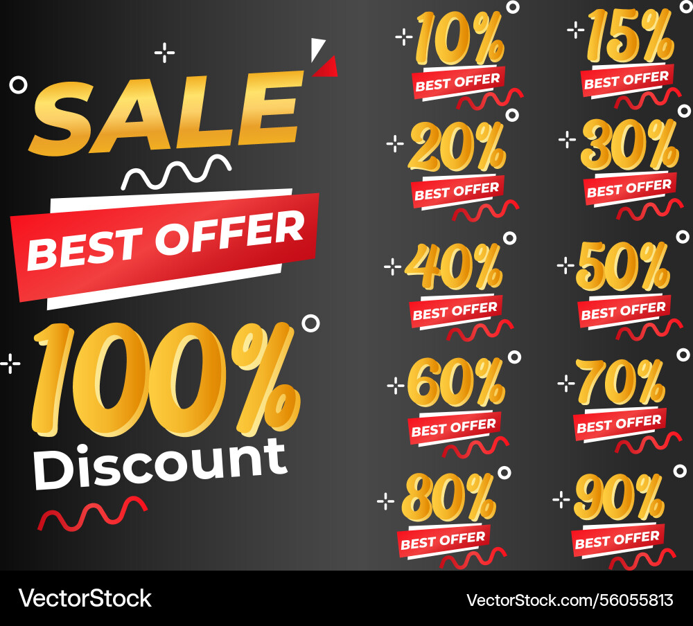 Gradient discount numbers set Vector Image