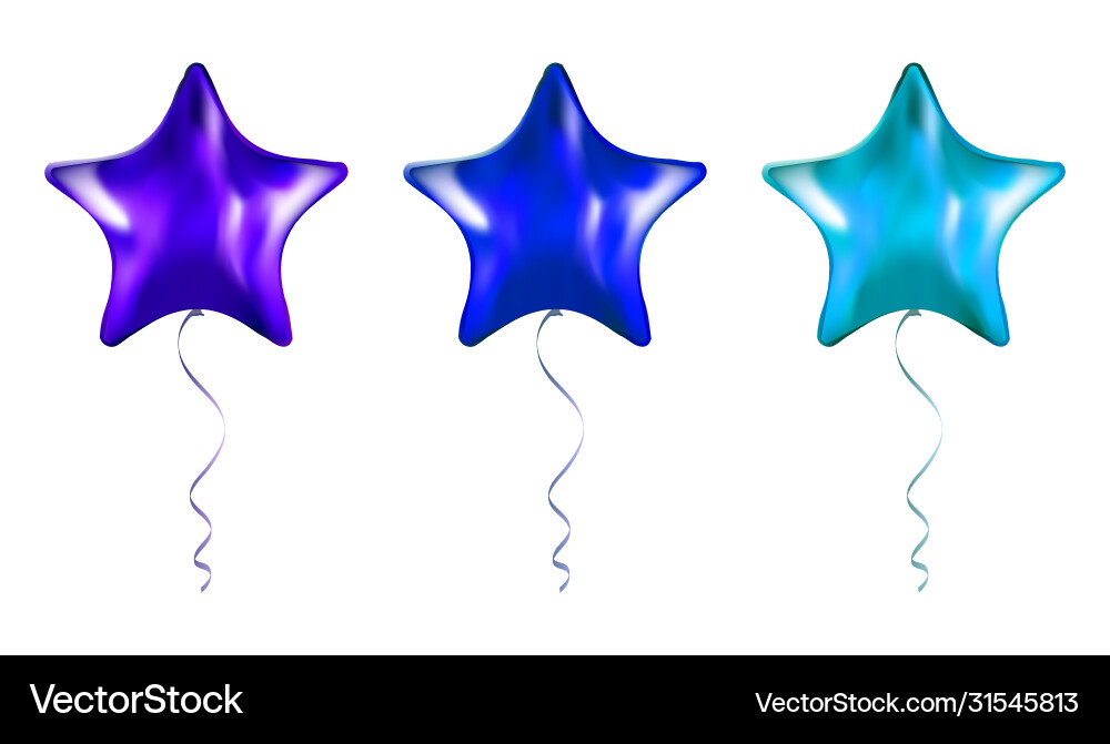 Legen Sie violette und blaue Stern geformte Folienballons Legen Sie violette und blaue Stern geformte Folienballons vektorbild