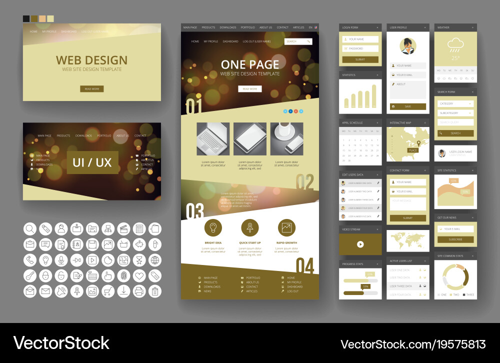 Modern Website Header & UI Elements vector image