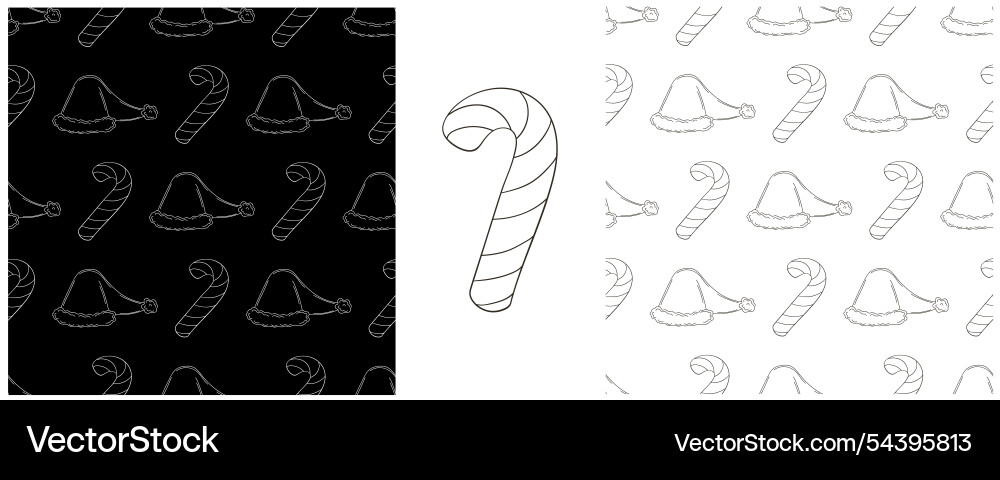 New year set monochrome pattern in hand draw style New year set monochrome pattern in hand draw style Vector Image