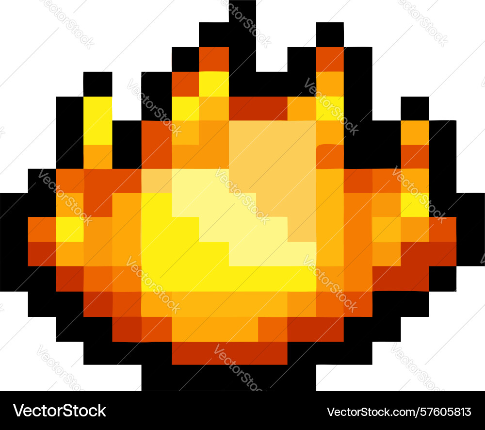 Pixeled fire icon Retro-Gaming-Element-Design Vektorbild