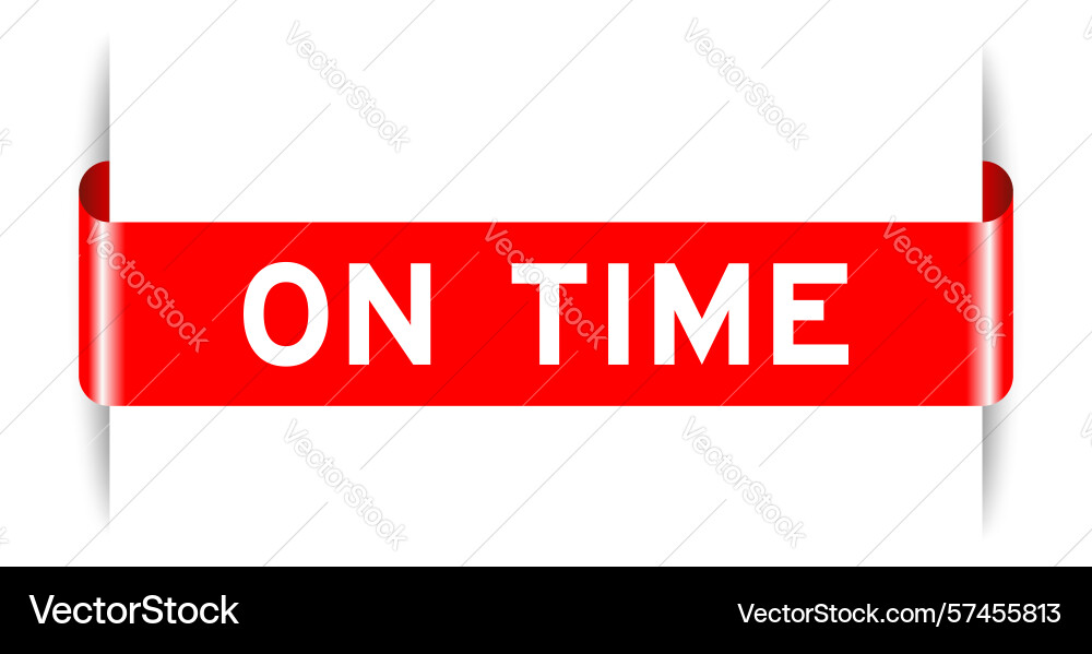 Red color inserted label banner with word on time Red color inserted label banner with word on time Vector Image