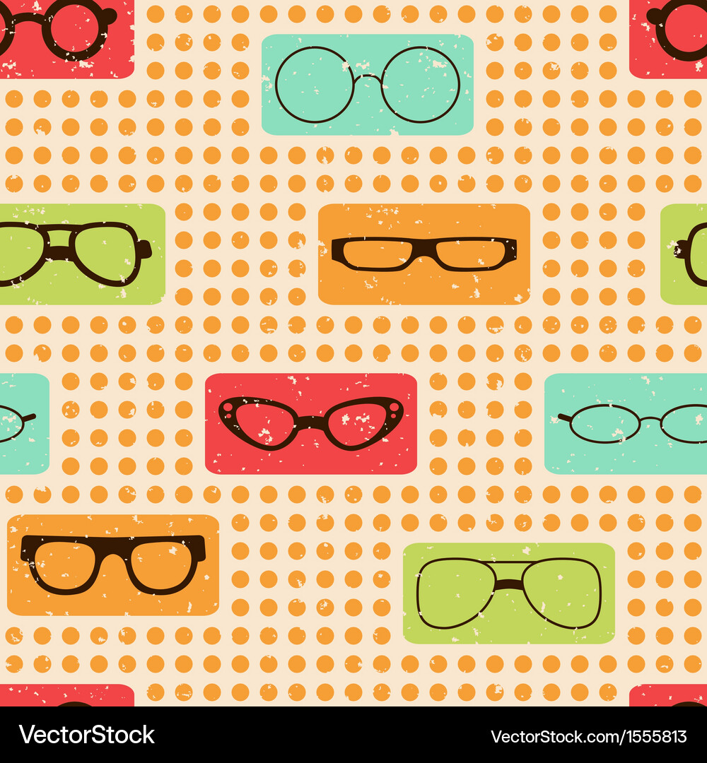 Seamless color retro pattern with glasses Vector Image