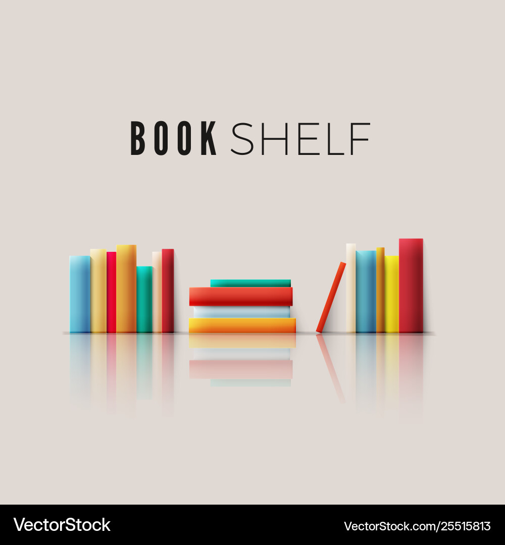 Stack books with reflection spine vector image