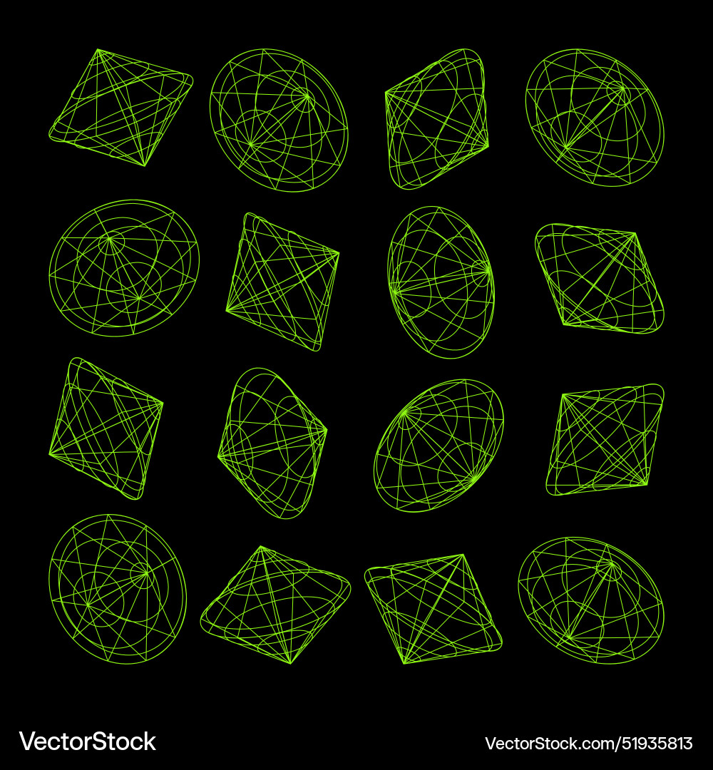 Wireframe lined shapes perspective mesh 3d grid Wireframe lined shapes perspective mesh 3d grid vector image