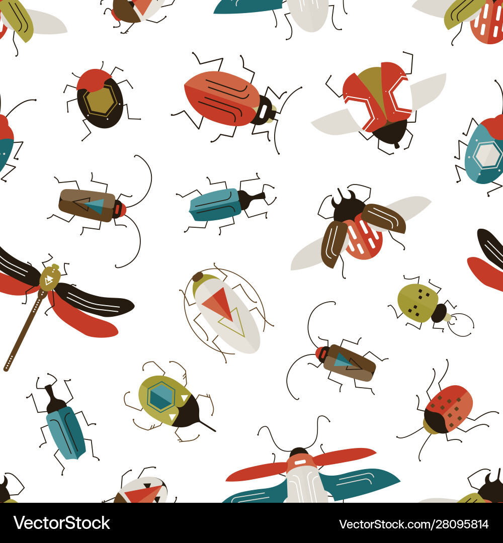 Bug and Beetle Pattern vector image