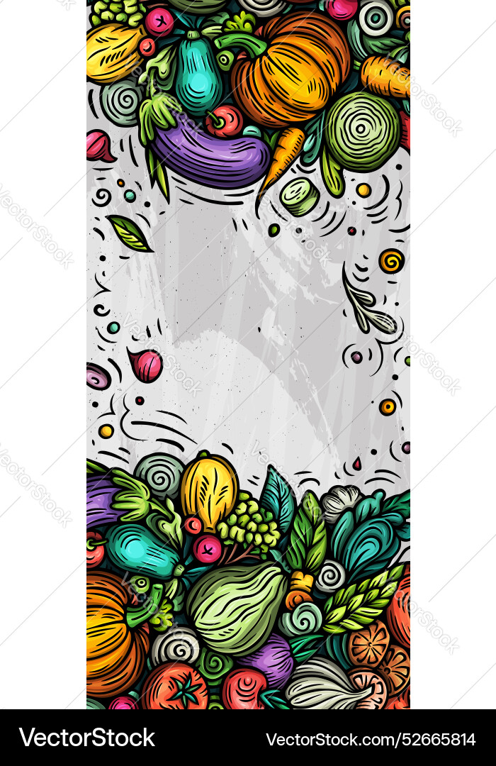 Cartoon doodle vegetables banner background Cartoon doodle vegetables banner background vector image