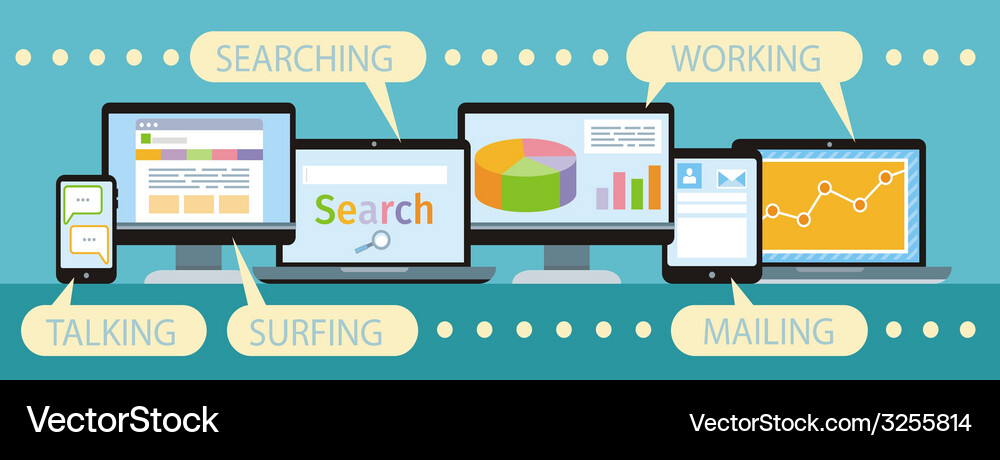 Concept of business workflow through devices Vector Image