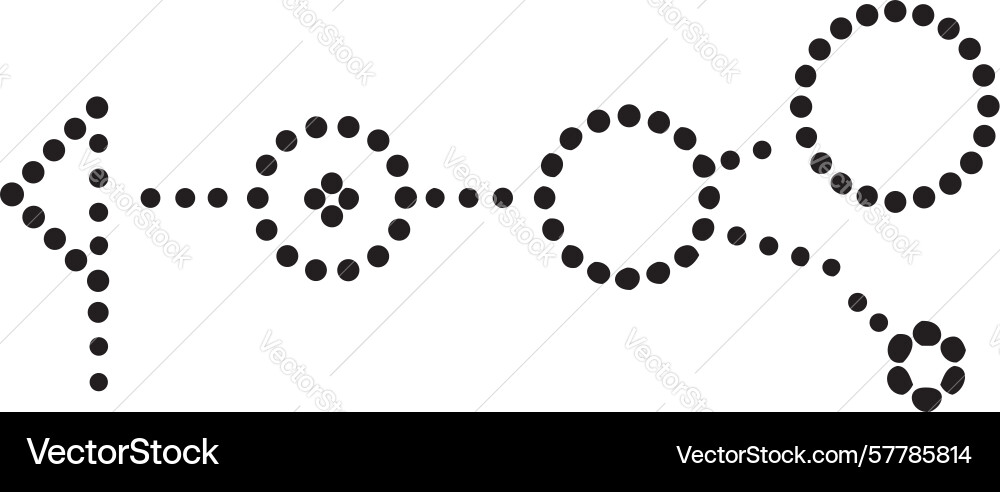 Dotted flow search process icon for data analysis vector image