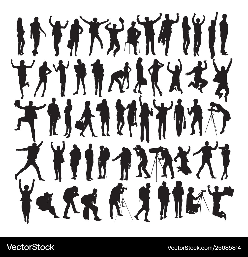 Dynamic People Silhouettes Vector Image