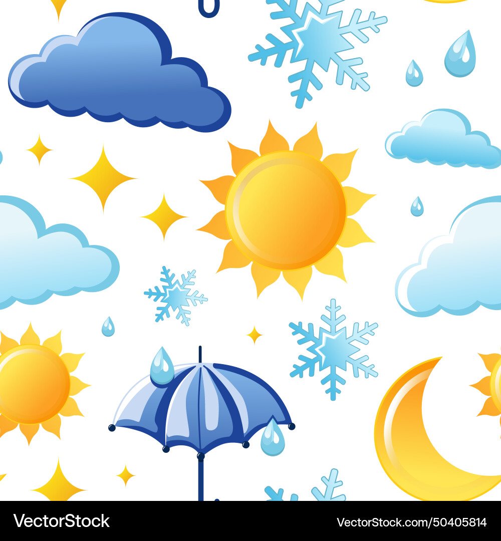 Seamless pattern with weather icons cloud Seamless pattern with weather icons cloud vector image
