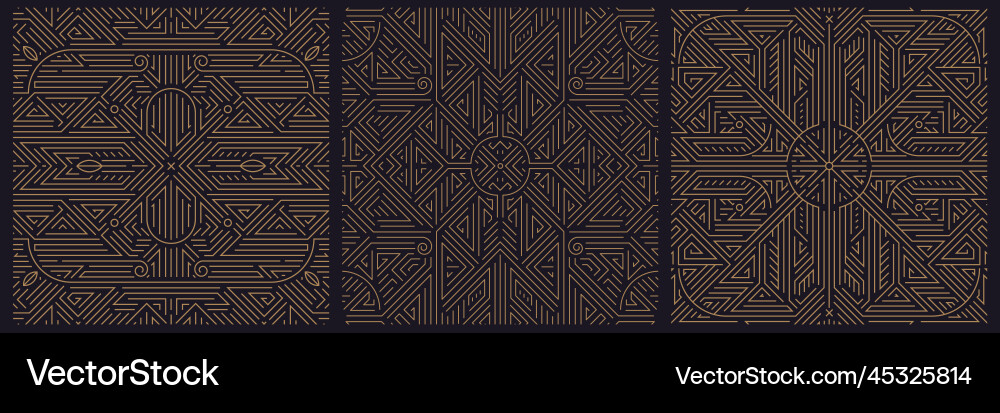 Set of art deco seamless patterns frames Set of art deco seamless patterns frames vector image