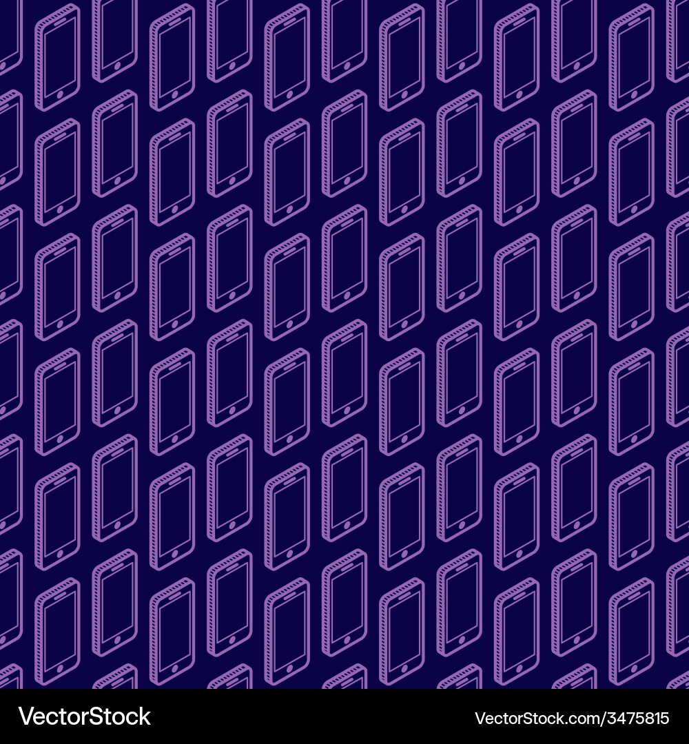 Abstract seamless pattern with isometric phone vector image