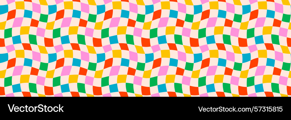 Colorful wavy checker pattern background with red Colorful wavy checker pattern background with red vector image