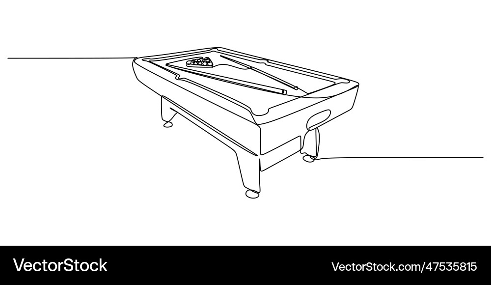 Continuous single one line of pool table isolated Continuous single one line of pool table isolated vector image