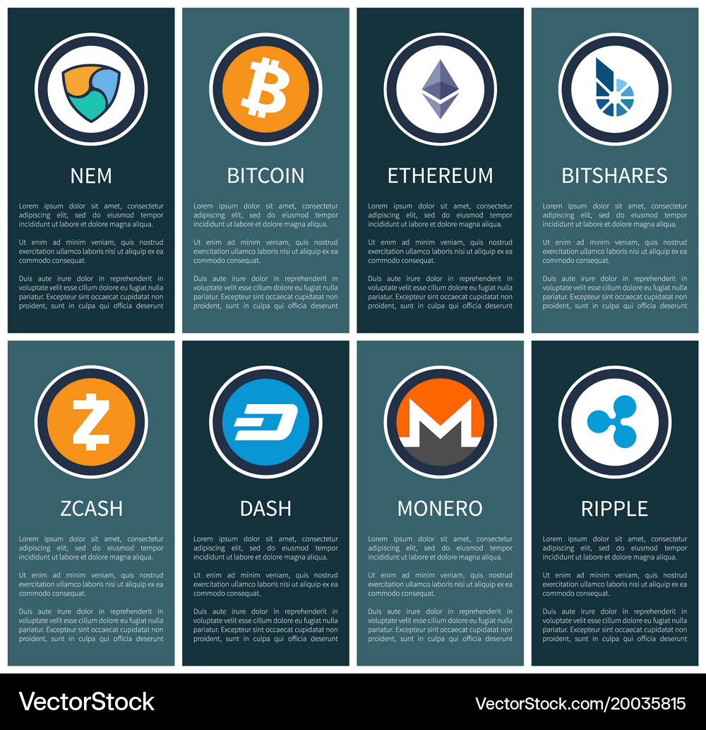 Cryptocurrency symbols on vertical promo posters – Royalty-Free Vector |  VectorStock