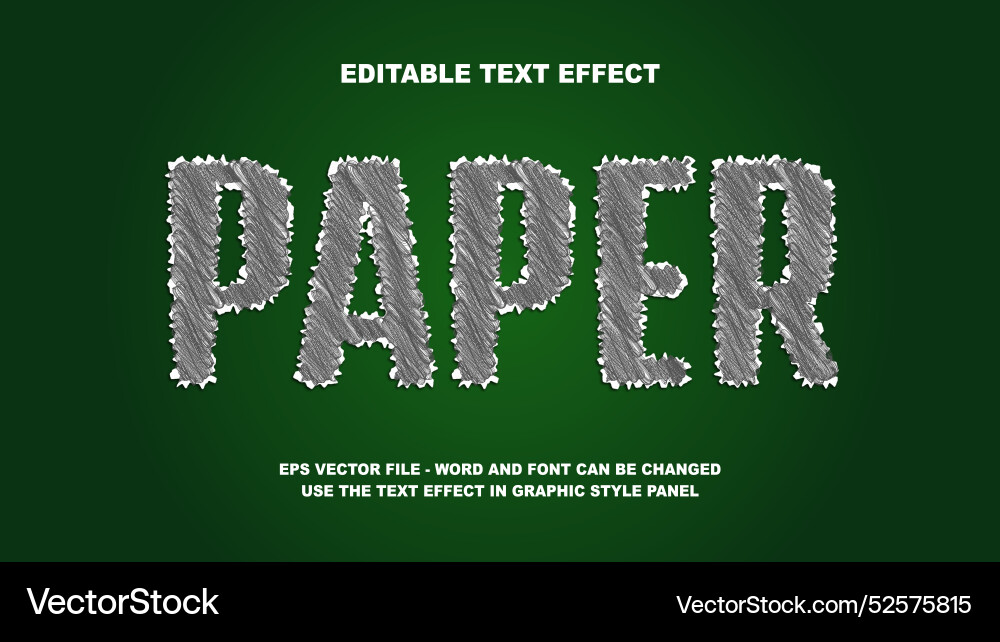 Editable text effect paper 3d template vector image
