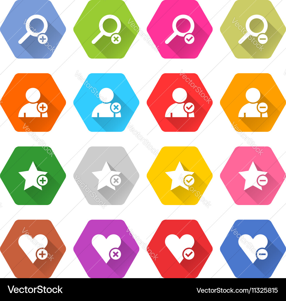 Flat addition icon hexagon web button vector image