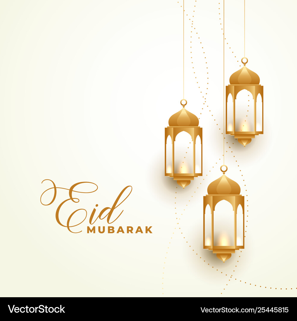Happy eid festival golden lamps background Happy eid festival golden lamps background vector image
