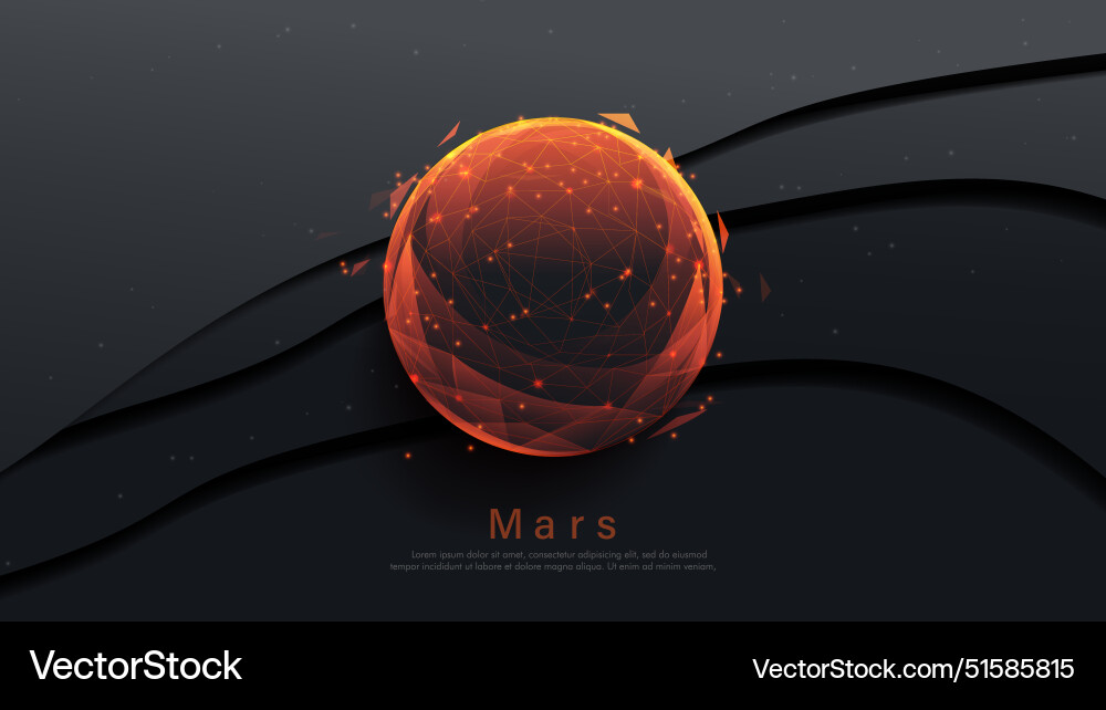 Planet mars low polygonal wireframe linear Planet mars low polygonal wireframe linear vector image