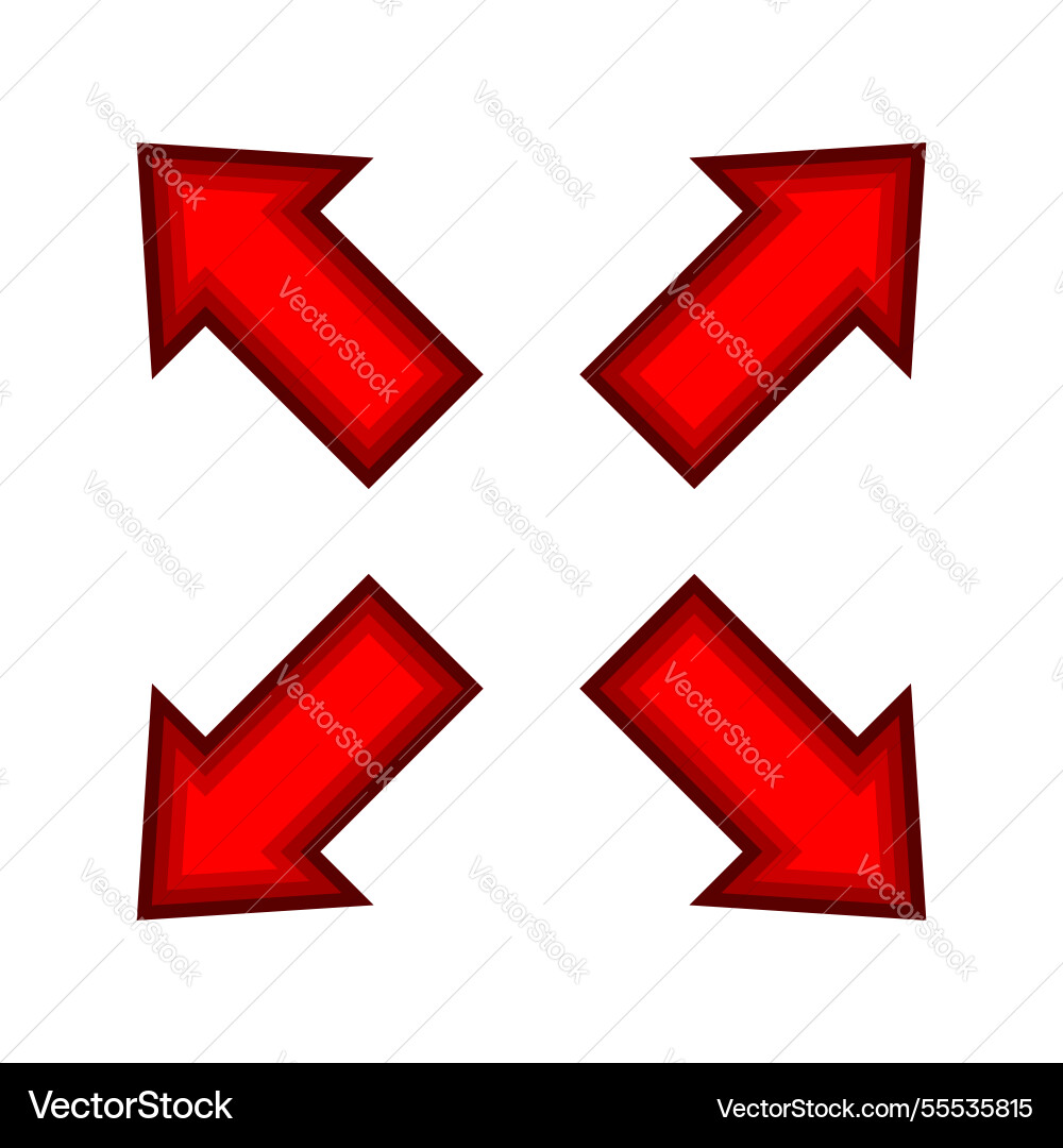 Red arrow for diagonal sign of map Red arrow for diagonal sign of map vector image