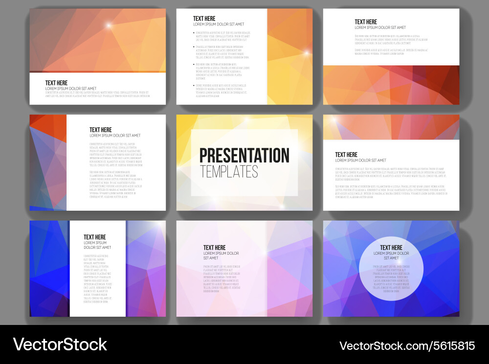 Set of 9 templates for presentation slides Vector Image