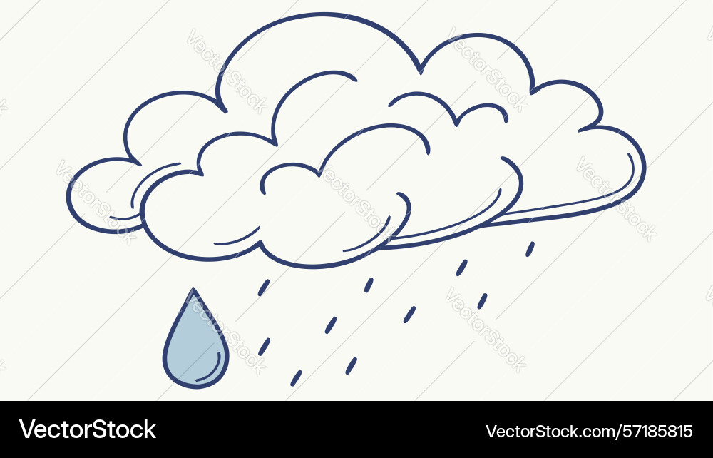 Simple cloud with single raindrop minimalist Vector Image