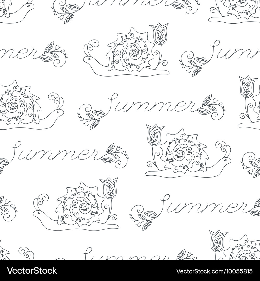 Summer seamless pattern with funny snails Vector Image