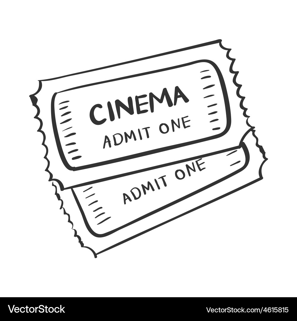 Tickets doodle drawing vector image