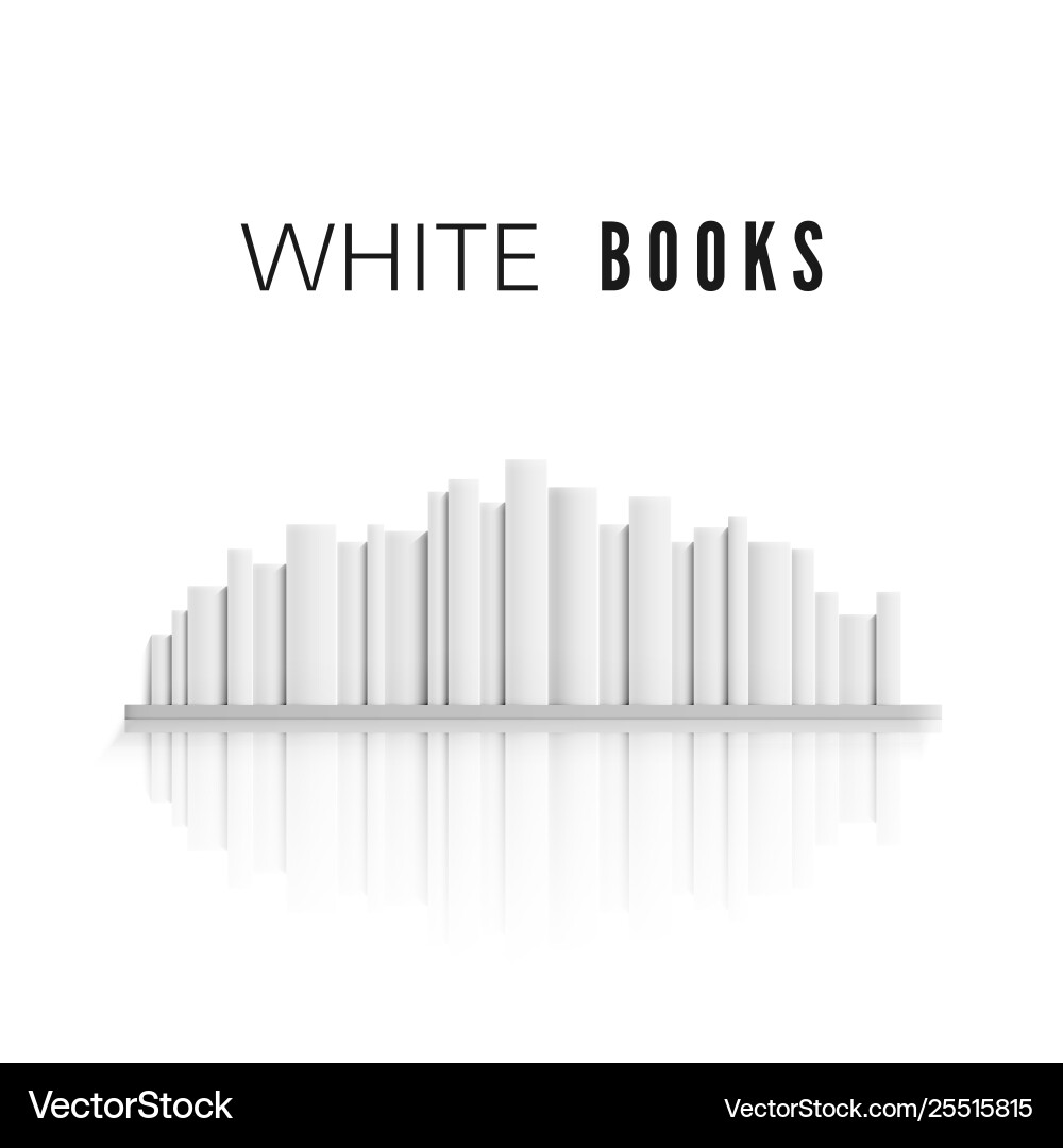 White Bookshelf with Reflection Vector Image