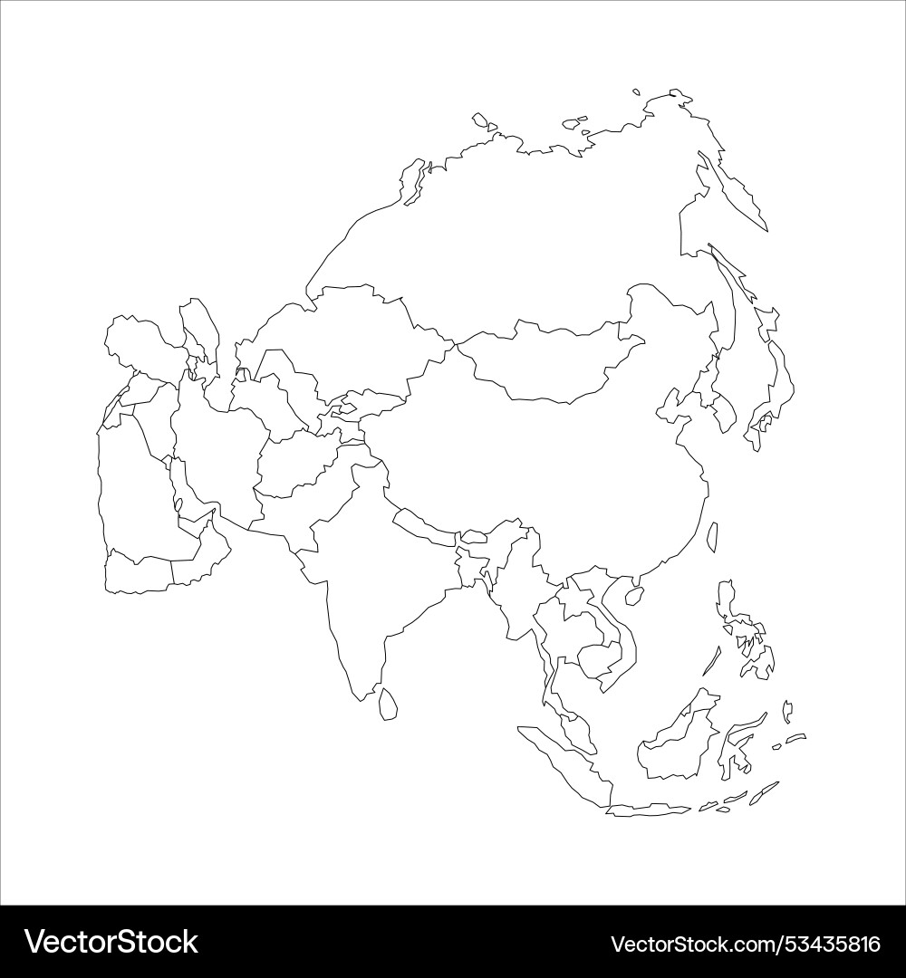 Blank political map of asia Blank political map of asia vector image