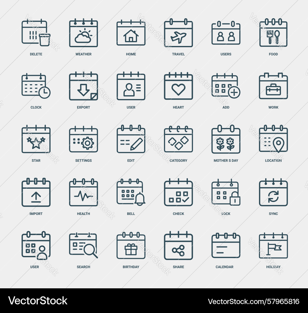 Calendar Icon Set - Event & Scheduling Vector Image