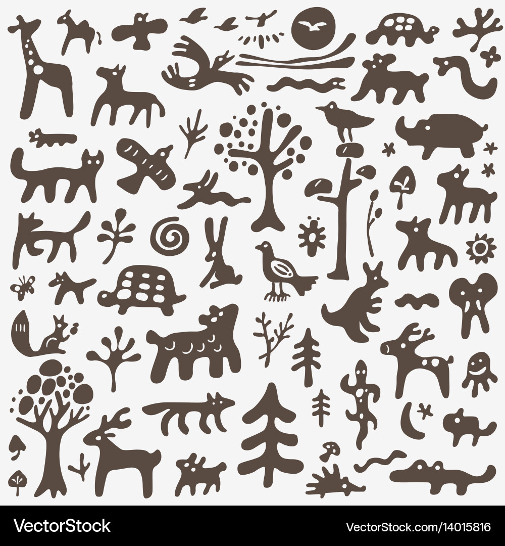 Cute Animal Doodles Vector Image