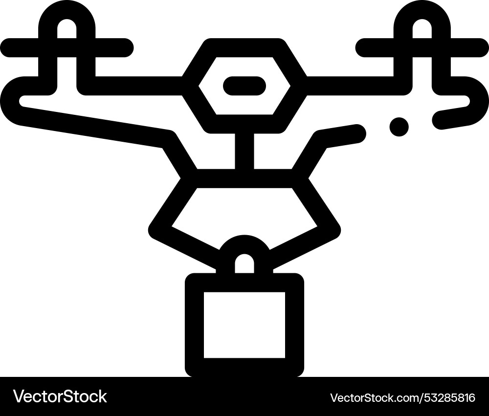 Drone delivery icon thin linear style design Drone delivery icon thin linear style design vector image