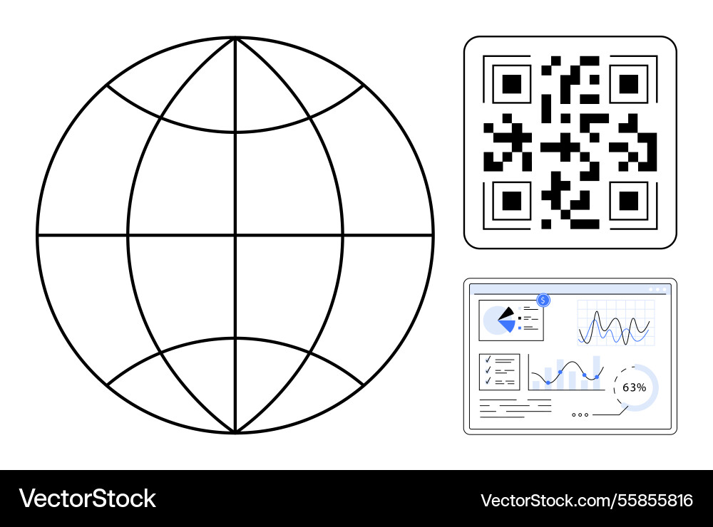 Global connectivity depicted through qr code Global connectivity depicted through qr code vector image